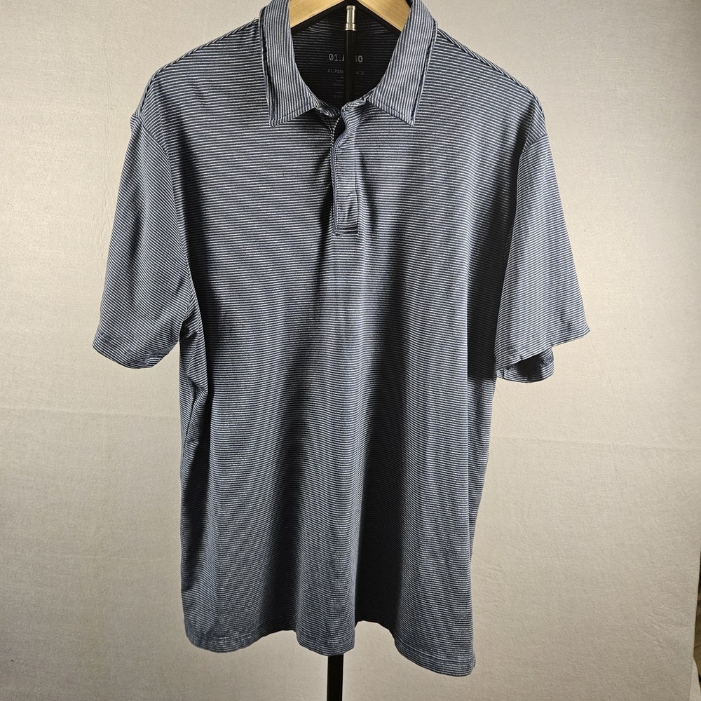 01.Algo Performance Polo Shirt Blue Striped XL - Picture 8 of 9